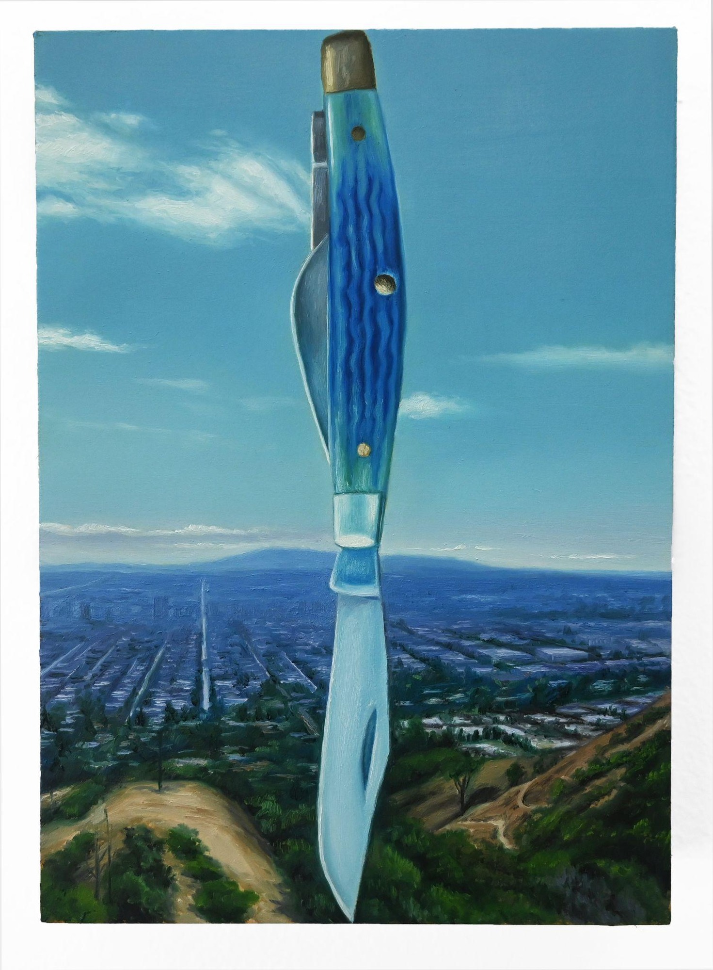 Knife over LA painting