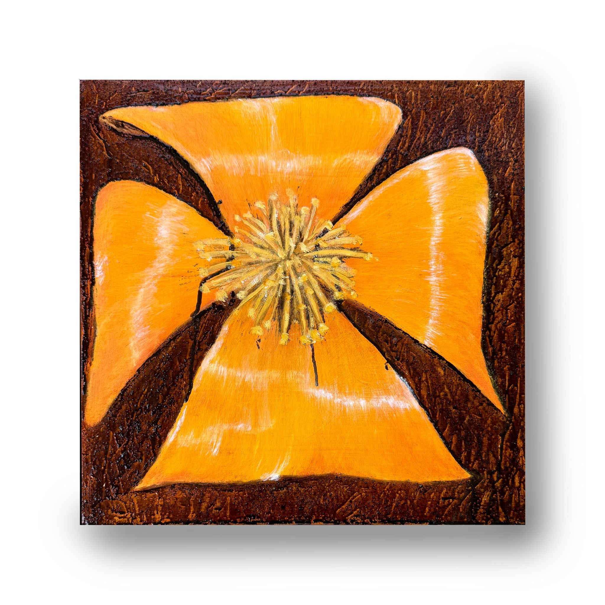 California Gold Tar and Oil on Wood by Daniel Wang