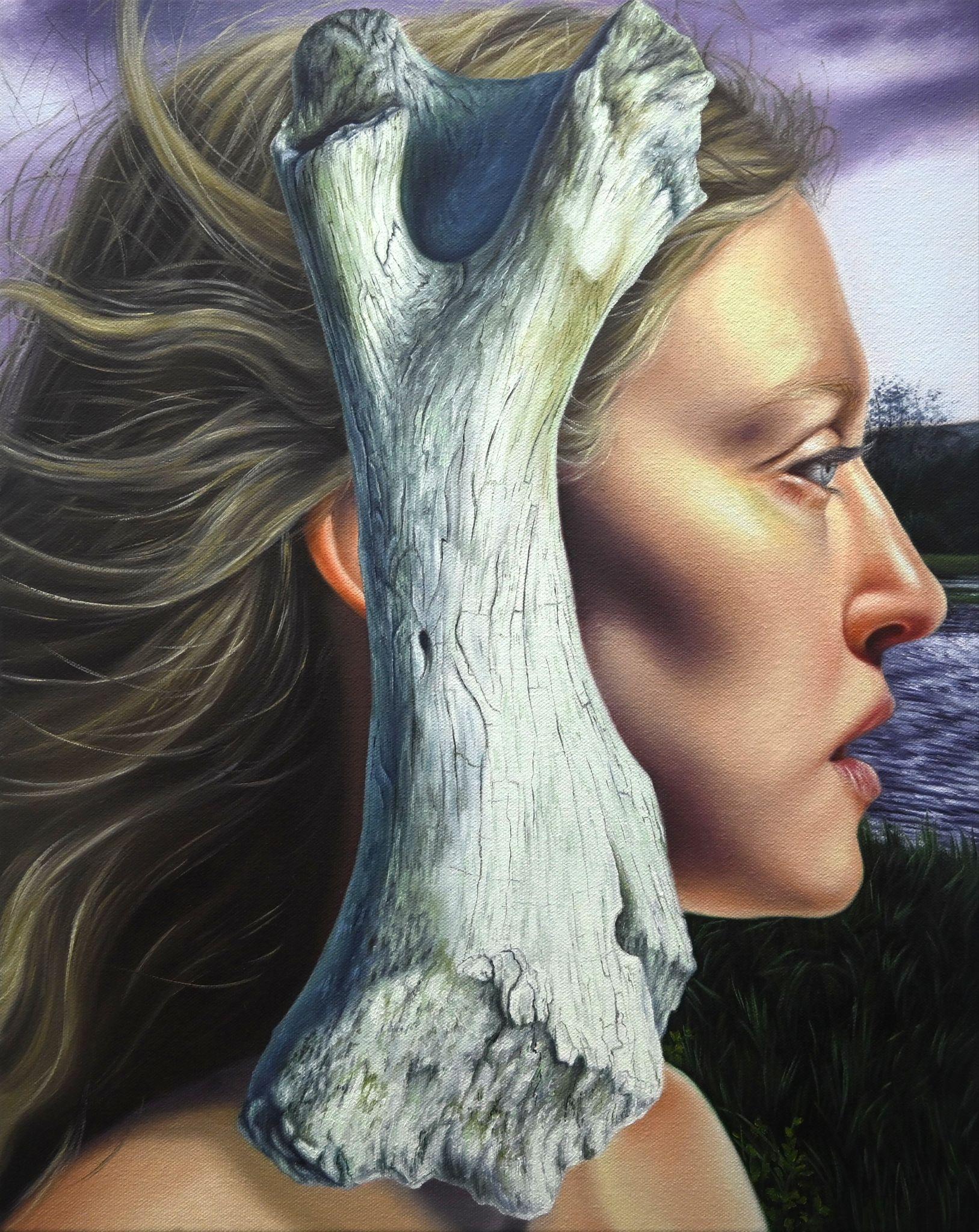 Self Portrait with Cow Femur by Chloe West